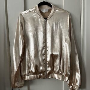 J.O.A. Gold Satin Bomber Jacket Size L